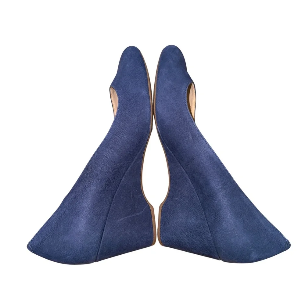 Cole Haan Tali Grand Waterproof Wedge Pump Womens 6.5B Pre-Owned Heel Blue Suede